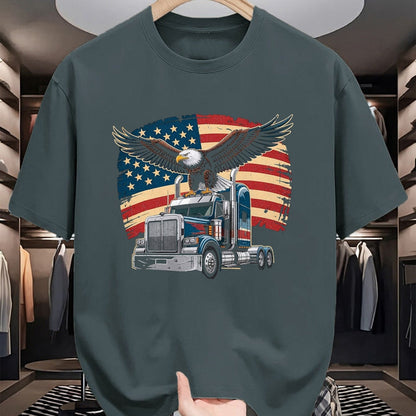 Best Truck Driver Life Shirt, Funny Trucker UnisexT-Shirt/Hoodie/Sweatshirt HLT00 - Trucker Patriotic American Flag Semi Truck Driver Eagle T-Shirt, Men, Purple, 3X-Large