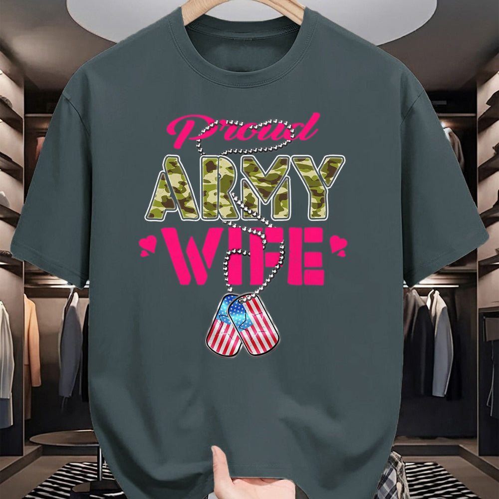 Best Wife Shirt, Wife and Husband Unisex T-Shirt/Hoodie/Sweatshirt HLT00 - Gift for wife T shirt, lucky wife   Proud Army Wife Camo US Flag Dog Tags Pride Military Spouse T-Sh