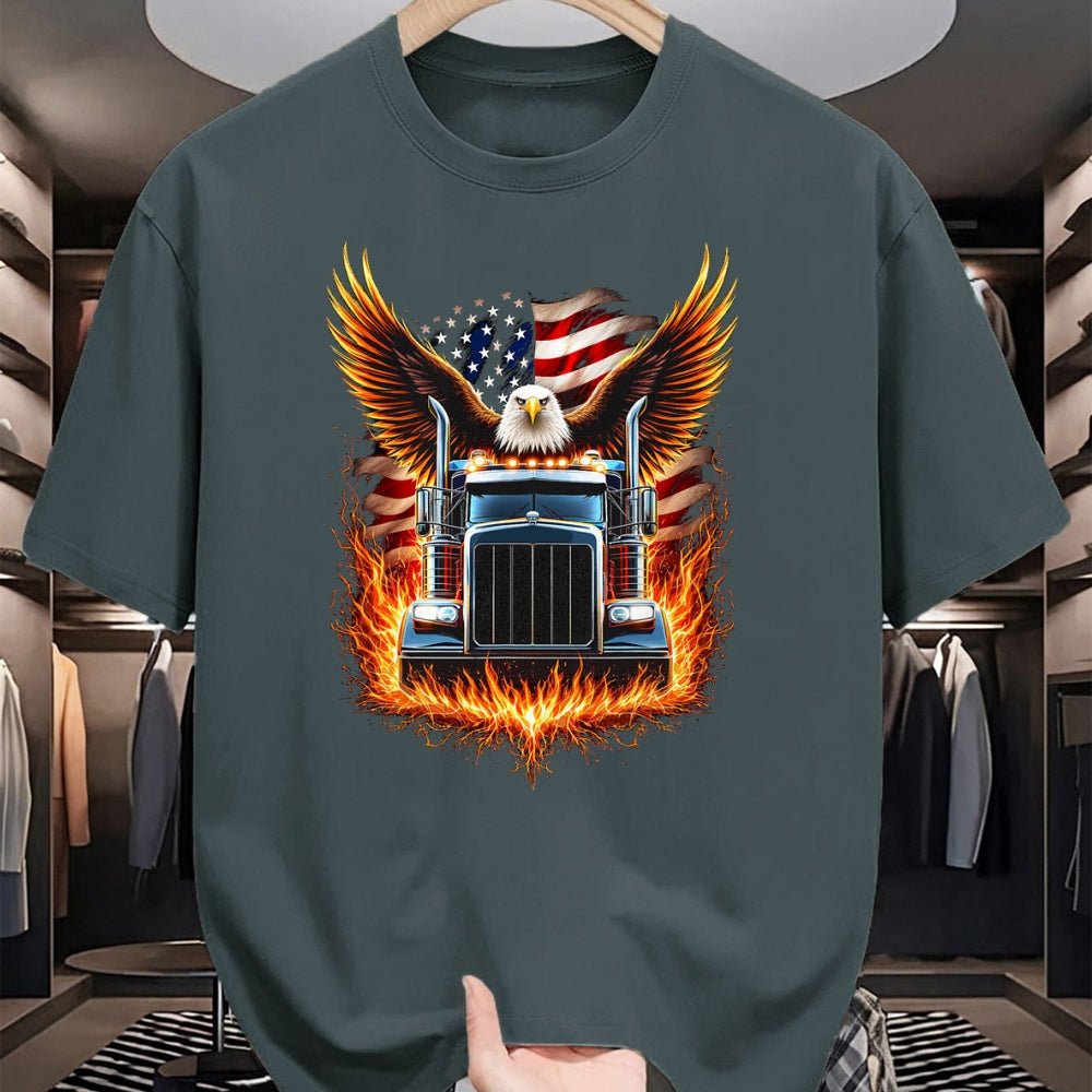 Best Truck Driver Life Shirt, Funny Trucker UnisexT-Shirt/Hoodie/Sweatshirt HLT00 - Trucker Patriotic American Flag Semi Truck Driver Eagle T-Shirt (2)