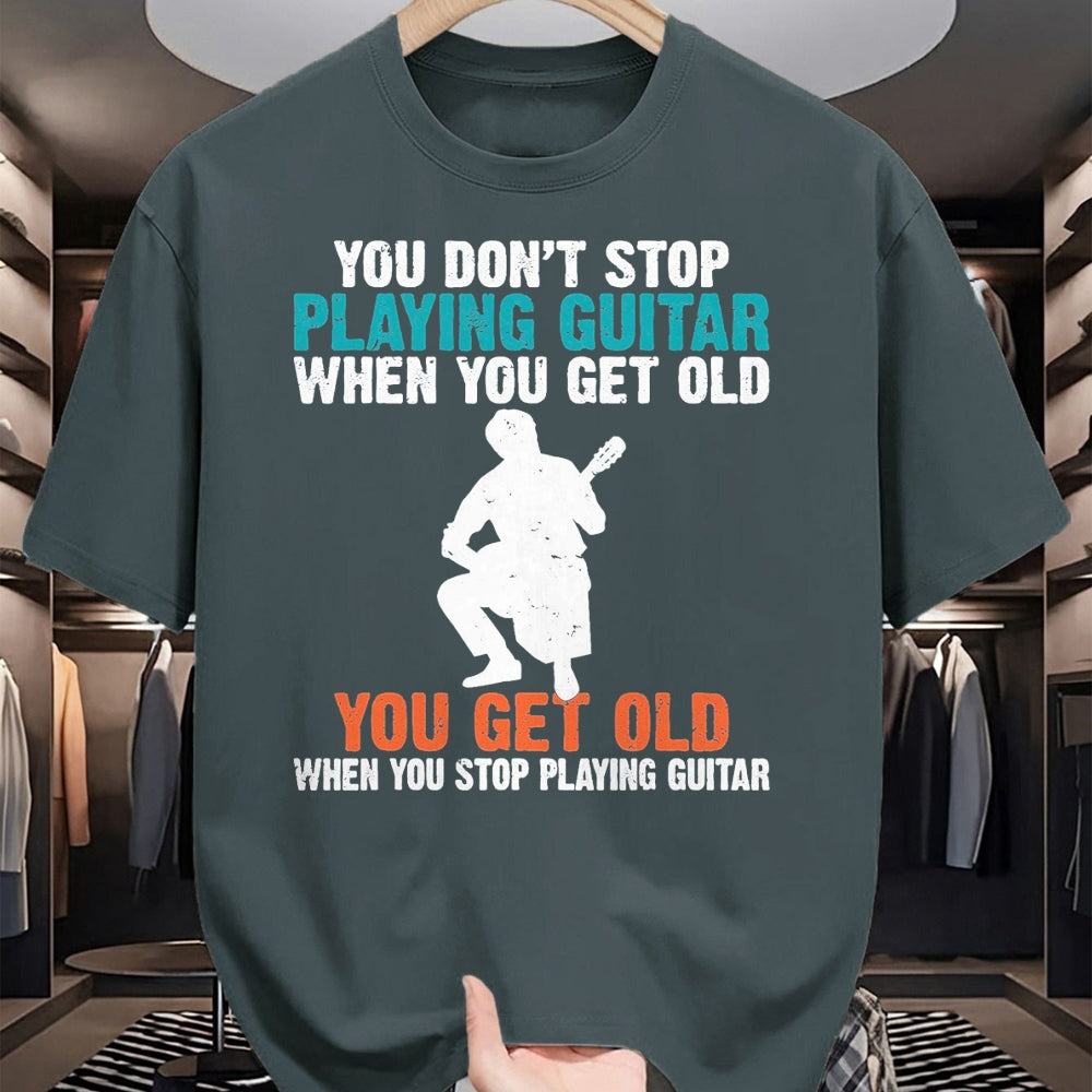 Guitar Lover Shirt, Funny Guitar UnisexT-Shirt/Hoodie/Sweatshirt HLT00 - You Dont Stop Playing Guitar When You get Old Guitar Player T-Shirt, Men, Black, 3X-Large