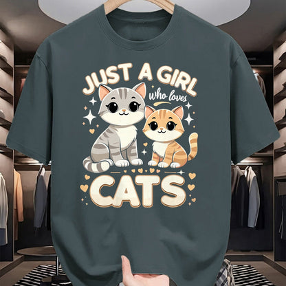 Cat Love Shirt, Funny Cat Lover Gift UnisexT-Shirt/Hoodie/Sweatshirt HLT00 - Cute Cat Just A Girl Who Loves Cats T-Shirt