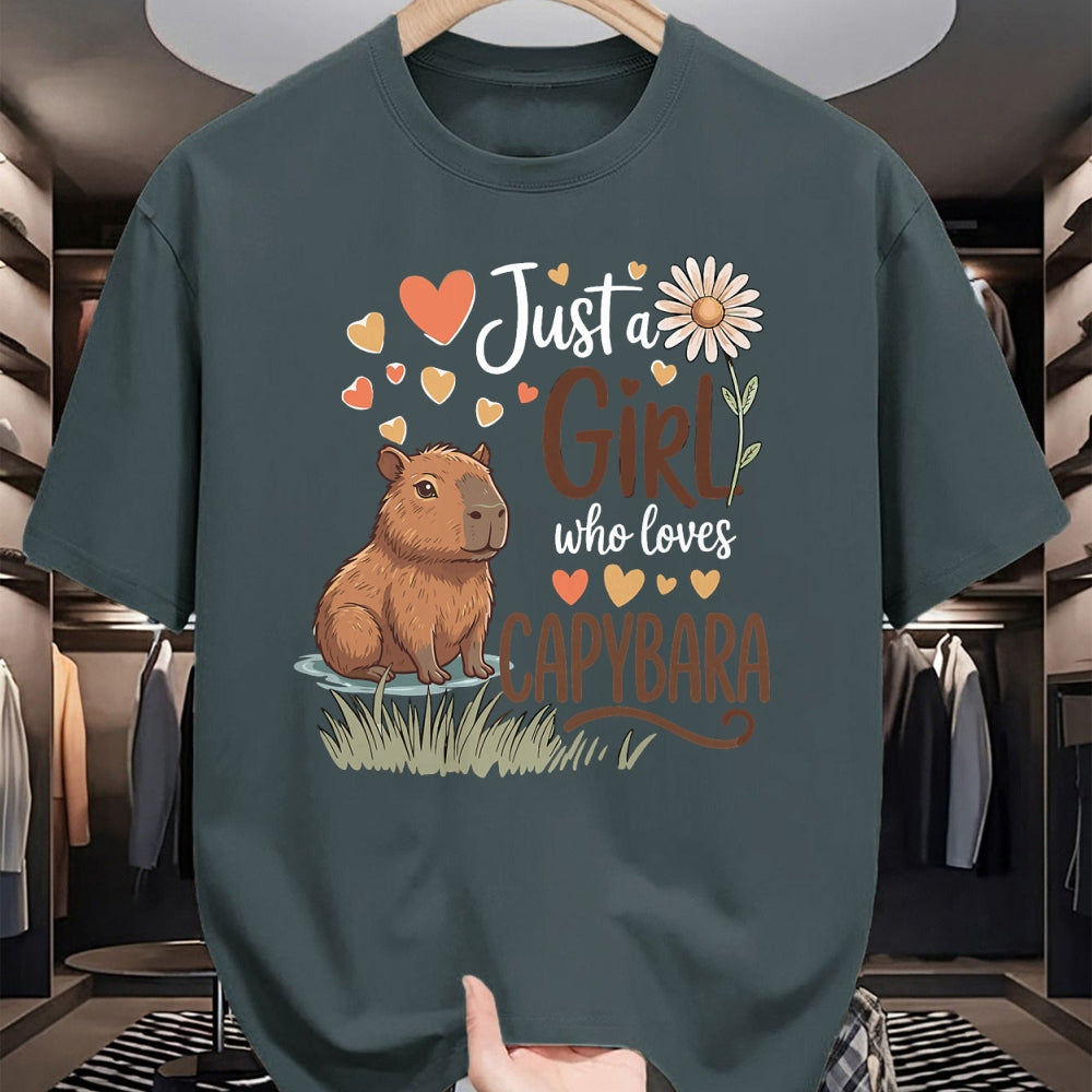 Cute Capybara Shirt, Funny Capybara Unisex T-Shirt/Hoodie/Sweatshirt HLT00 - Just A Girl Who Loves Capybaras Cute Capybara Women Girls T-Shirt