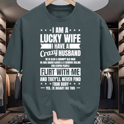 Best Wife Shirt, Wife and Husband Unisex T-Shirt/Hoodie/Sweatshirt HLT00 - Gift for wife T shirt, lucky wife   I Am A Lucky Wife Fathers Day Funny Sarcastic Women Pullover Hoo