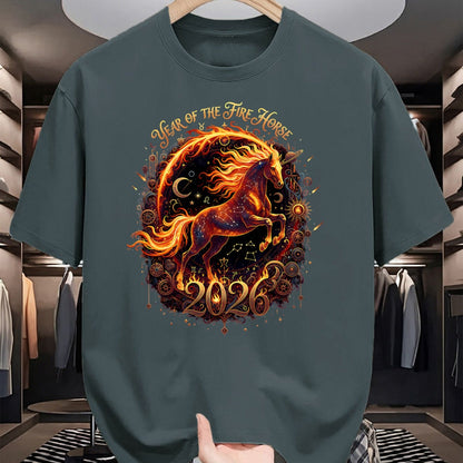Best Horse Lover Shirt , Funny Horse UnisexT-Shirt/Hoodie/Sweatshirt HLT00 - Year of The Fire Horse 2026 Lunar Chinese New Year Zodiac T-Shirt