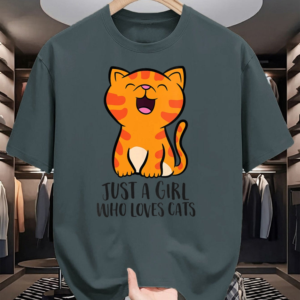 Cat Love Shirt, Funny Cat Lover Gift UnisexT-Shirt/Hoodie/Sweatshirt HLT00 - Womens Just a Girl Who Loves Cats Kitten V-Neck T-Shirt