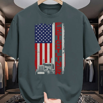 Best Truck Driver Life Shirt, Funny Trucker UnisexT-Shirt/Hoodie/Sweatshirt HLT00 - Trucker Truck Driver Halloween Pun Vintage USA American Flag T-Shirt (1)