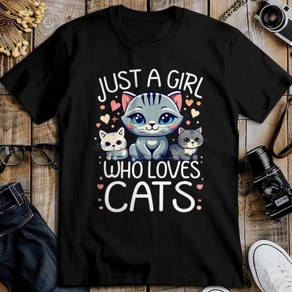 Cat Love Shirt, Funny Cat Lover Gift UnisexT-Shirt/Hoodie/Sweatshirt HLT00 - Just a Girl who Loves Cats Cute Cat Lover T-Shirt (1)