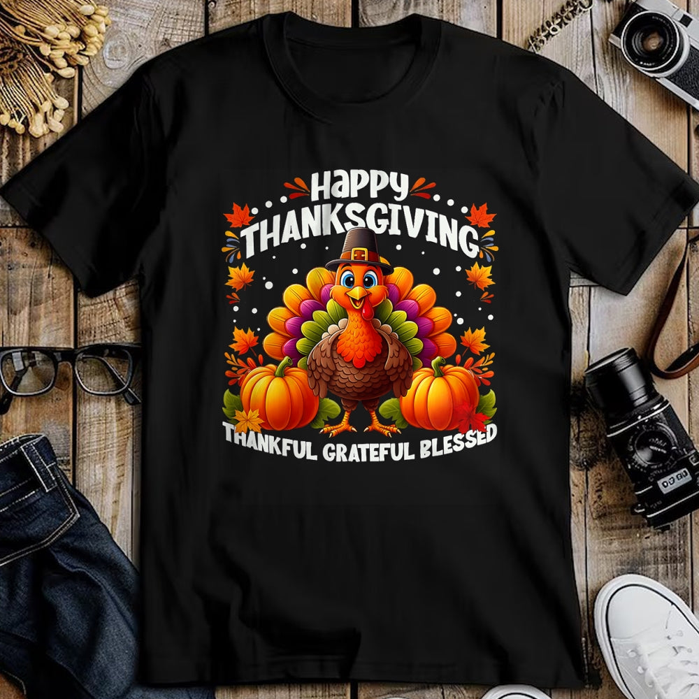 Best Thanksgiving Family Shirt , Funny Thanksgiving UnisexT-Shirt/Hoodie/Sweatshirt HLT00 - Thankful Grateful Blessed Turkey, Happy Thanksgiving T-Shirt, Men, Black, 3X-Large