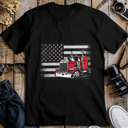 Best Truck Driver Life Shirt, Funny Trucker UnisexT-Shirt/Hoodie/Sweatshirt HLT00 - US American Flag Semi Truck Driver T-Shirt (3)