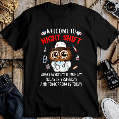 Funny Nurse Shirt, Nurse Unisex T-Shirt/Hoodie/Sweatshirt HLT00 - Owl Night Shift Funny Nurse Nursing Rn Lpn Cna For Men Women T-Shirt