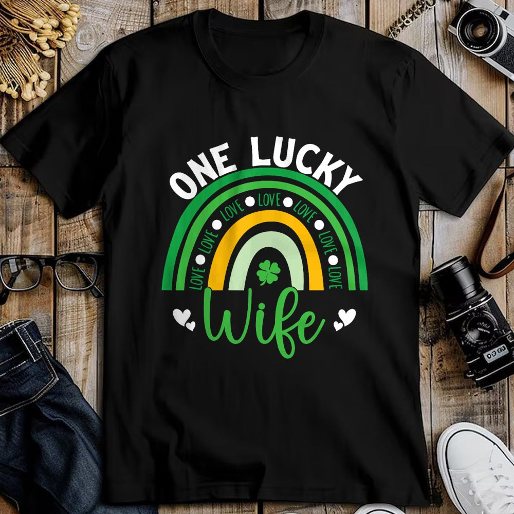 Best Wife Shirt, Wife and Husband Unisex T-Shirt/Hoodie/Sweatshirt HLT00 - Gift for wife T shirt, lucky wife   One Lucky Wife Boho Rainbow Irish Saint Patrick's Day T-Shirt