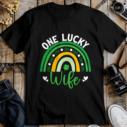 Best Wife Shirt, Wife and Husband Unisex T-Shirt/Hoodie/Sweatshirt HLT00 - Gift for wife T shirt, lucky wife   One Lucky Wife Boho Rainbow Irish Saint Patrick's Day T-Shirt
