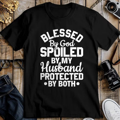 Best Wife Shirt, Wife and Husband Unisex T-Shirt/Hoodie/Sweatshirt HLT00 - Gift for wife T shirt, spoiled wife   Christian Wife Jesus Blessed By God Spoiled By My Husband Tank (1)