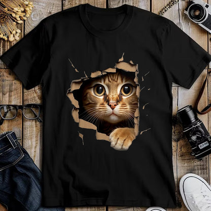 Cat Love Shirt, Funny Cat Lover Gift UnisexT-Shirt/Hoodie/Sweatshirt HLT00 - Cute Kitten Looks from Torn Fabric - Cats T-Shirt, Men, Olive Green, X-Large