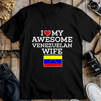 Best Wife Shirt, Wife and Husband Unisex T-Shirt/Hoodie/Sweatshirt HLT00 - I Love My AWESOME Venezuelan WIFE Flag Heart Tee for Husband