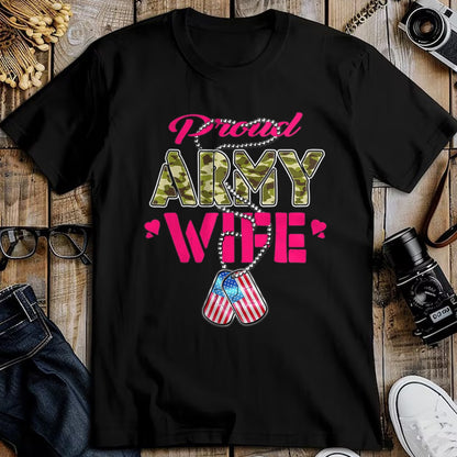 Best Wife Shirt, Wife and Husband Unisex T-Shirt/Hoodie/Sweatshirt HLT00 - Gift for wife T shirt, lucky wife   Proud Army Wife Camo US Flag Dog Tags Pride Military Spouse T-Sh