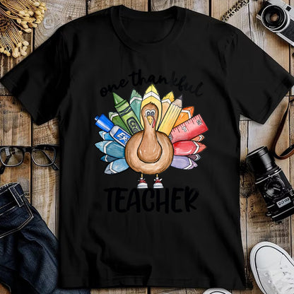 Best Thanksgiving Family Shirt , Funny Thanksgiving UnisexT-Shirt/Hoodie/Sweatshirt HLT00 - One Thankful Teacher Thanksgiving Turkey, Cute Crayon Pencil T-Shirt