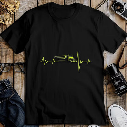 Best Truck Driver Life Shirt, Funny Trucker UnisexT-Shirt/Hoodie/Sweatshirt HLT00 - Truck Driver Heart beat 18 Wheeler semi-Trailer Tractor T-Shirt, Men, Black, 3X-Large