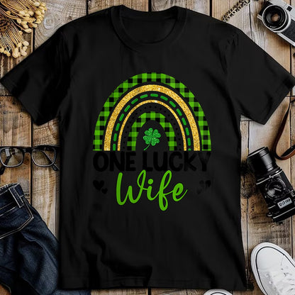 Best Wife Shirt, Wife and Husband Unisex T-Shirt/Hoodie/Sweatshirt HLT00 - Gift for wife T shirt, lucky wife   Womens One Lucky Wife Boho Rainbow St Patricks Day Shamrock Tank