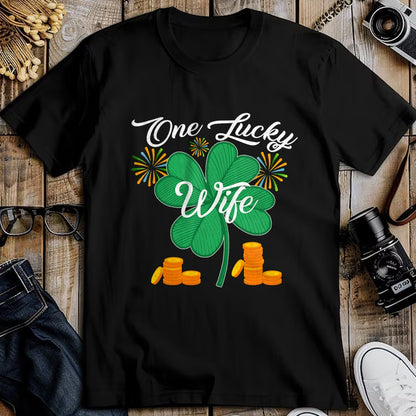 Best Wife Shirt, Wife and Husband Unisex T-Shirt/Hoodie/Sweatshirt HLT00 - Gift for wife T shirt, lucky wife   St. Patrick's Day I'm One Lucky Wife T-Shirt