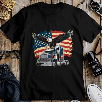 Best Truck Driver Life Shirt, Funny Trucker UnisexT-Shirt/Hoodie/Sweatshirt HLT00 - Trucker Patriotic American Flag Semi Truck Driver Eagle T-Shirt, Men, Purple, 3X-Large