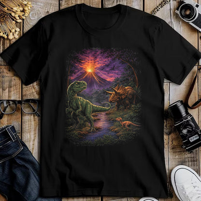 Best Dinosaur Lover Shirt, Funny Dinosaur UnisexT-Shirt/Hoodie/Sweatshirt HLT00 - Vintage Dinosaur 90s T Rex and Triceratops Volcano Nature T-Shirt, Men, Black, 3X-Large