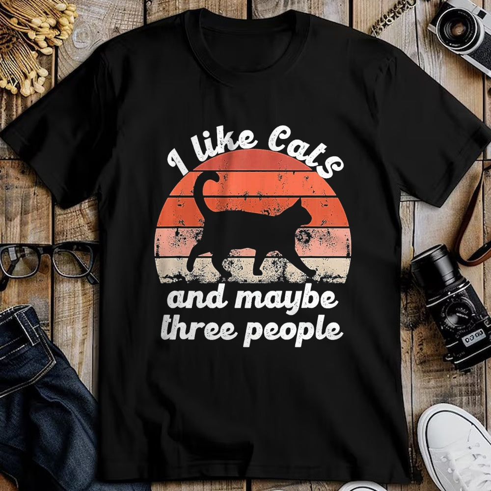 Cat Love Shirt, Funny Cat Lover Gift UnisexT-Shirt/Hoodie/Sweatshirt HLT00 - I Like Cats and Maybe 3 People T-Shirt, Men, Black, 3X-Large