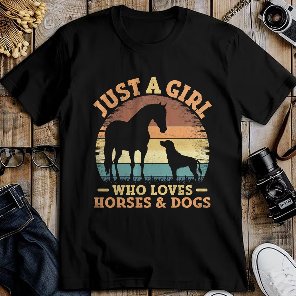 Dog Love Shirt, Dog Lover Gift T-Shirt/Hoodie/Sweatshirt HLT00 - Just A Girl Who Loves Horses and Dogs Women Girls T-Shirt