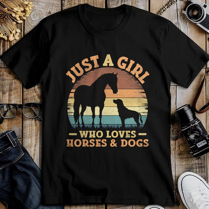 Dog Love Shirt, Dog Lover Gift T-Shirt/Hoodie/Sweatshirt HLT00 - Just A Girl Who Loves Horses and Dogs Women Girls T-Shirt