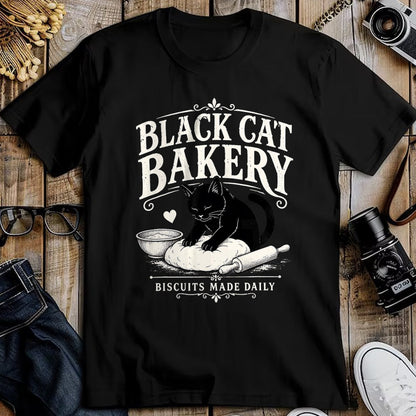 Cat Love Shirt, Funny Cat Lover Gift UnisexT-Shirt/Hoodie/Sweatshirt HLT00 - Black Cat Bakery Biscuits Made Daily Cat Lover Art T-Shirt