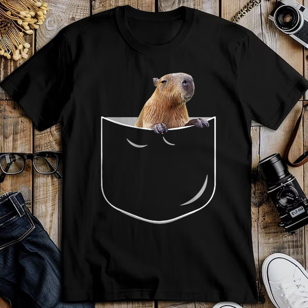 Cute Capybara Shirt, Funny Capybara Unisex T-Shirt/Hoodie/Sweatshirt HLT00 - Pocket Capybara Funny Capybara in Pocket Gift T-Shirt