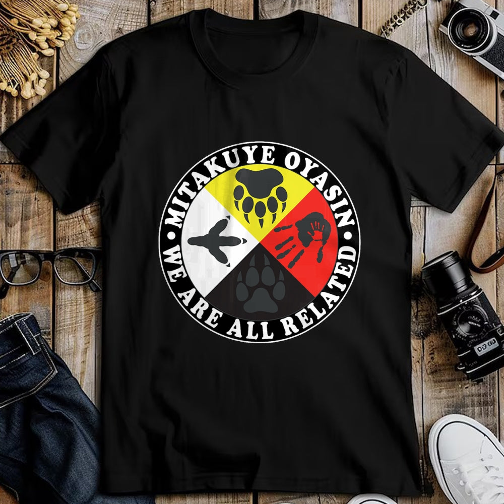 Native American T-Shirts, Vintage Native American Unisex T-Shirt/Hoodie/Sweatshirt HLT00 - Native American Medicine Wheel Mitakuye Oyasin