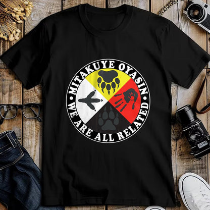 Native American T-Shirts, Vintage Native American Unisex T-Shirt/Hoodie/Sweatshirt HLT00 - Native American Medicine Wheel Mitakuye Oyasin