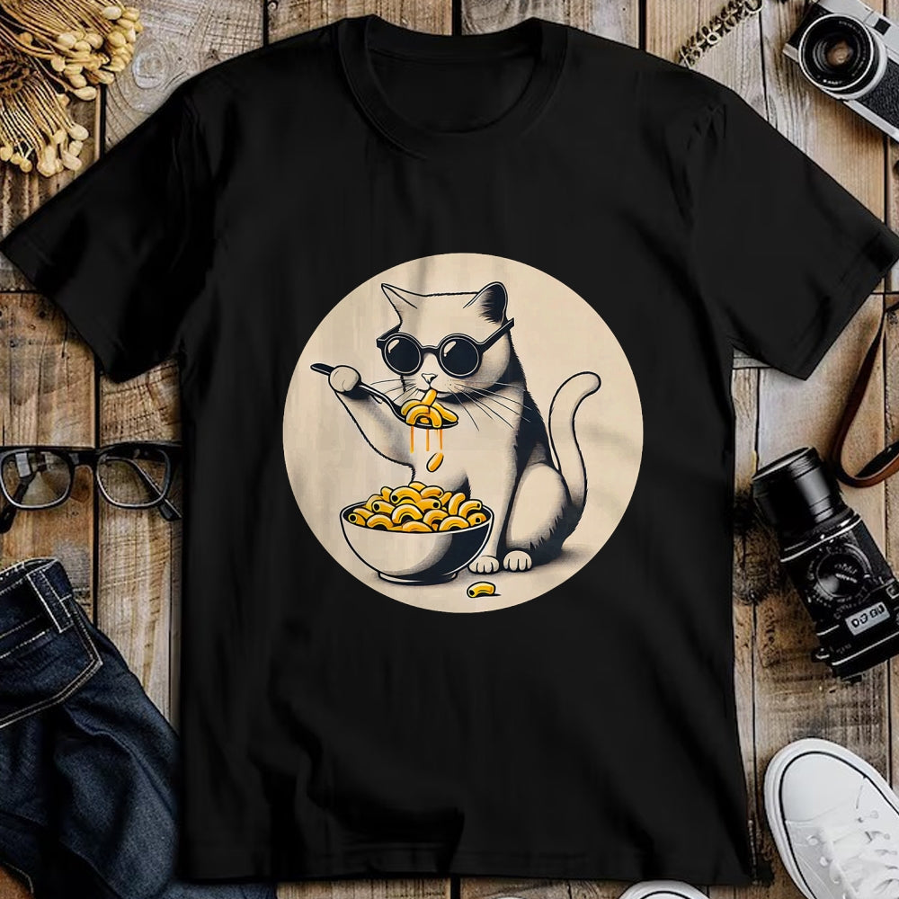 Cat Love Shirt, Funny Cat Lover Gift UnisexT-Shirt/Hoodie/Sweatshirt HLT00 - Cat Eating Mac and Cheese Men Women Girls Kids T-Shirt