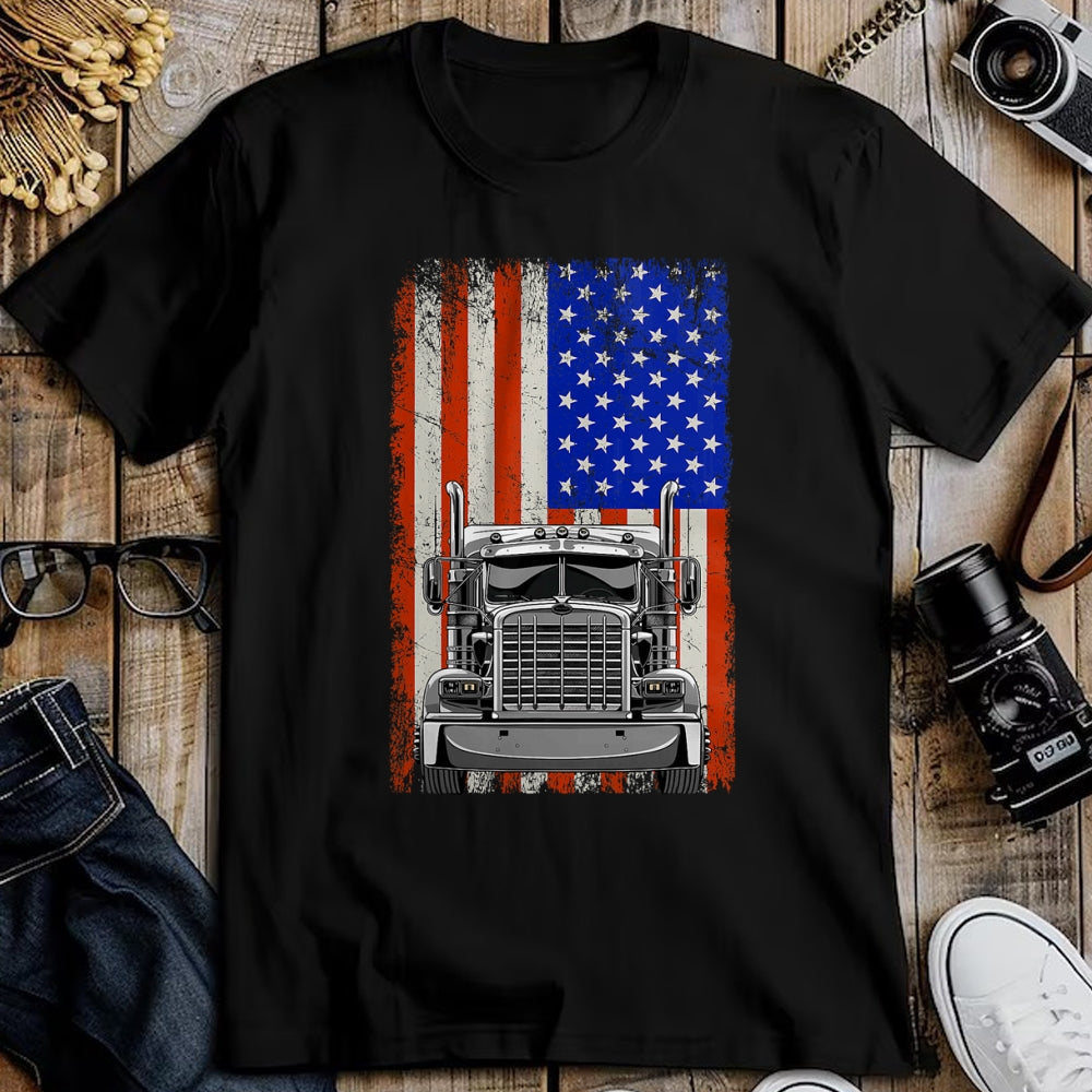Best Truck Driver Life Shirt, Funny Trucker UnisexT-Shirt/Hoodie/Sweatshirt HLT00 - US American Flag Semi Truck Driver T-Shirt (4)
