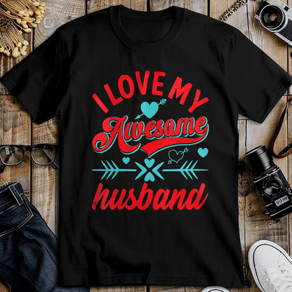 Best Wife Shirt, Wife and Husband Unisex T-Shirt/Hoodie/Sweatshirt HLT00 - Womens I Love My Awesome Husband Womens Husband Anniversary V-Neck T-Shirt