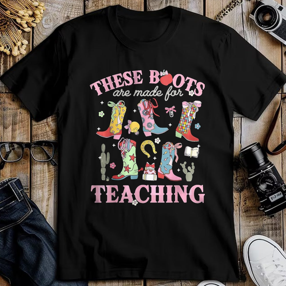 Best Student Shirt, Funny Back To School UnisexT-Shirt/Hoodie/Sweatshirt HLT00 - These Boots are Made for Teaching Teacher Back to School T-Shirt, Women, Olive Green, Medium