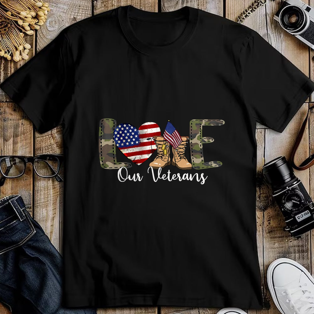 Proud Veteran Shirt, Funny Veteran UnisexT-Shirt/Hoodie/Sweatshirt HLT00 - Love Our Veterans Day Proud Military American Flag T-Shirt