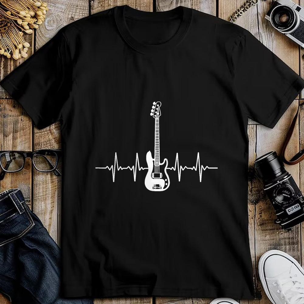 Guitar Lover Shirt, Funny Guitar UnisexT-Shirt/Hoodie/Sweatshirt HLT00 - Cool Bass Guitar Heartbeat Design for Bass Player Men Women T-Shirt, Men, Black, 3X-Large