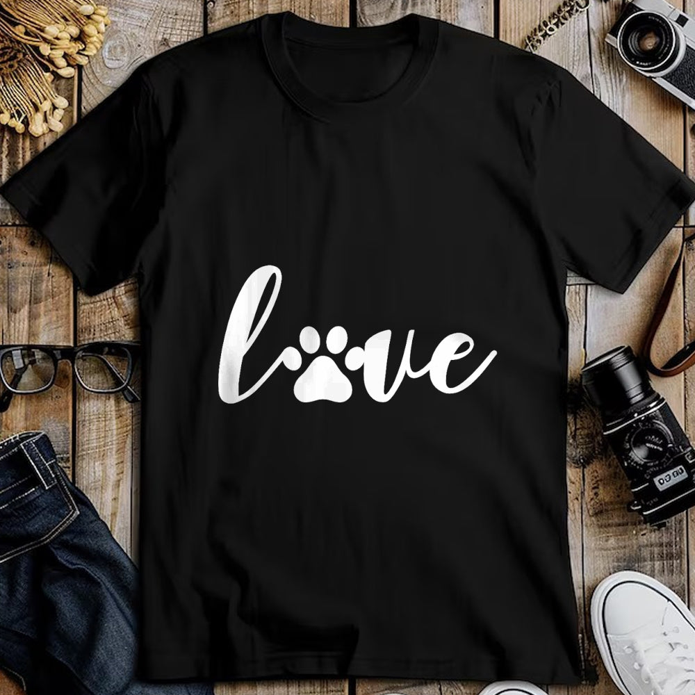 Dog Love Shirt, Dog Lover Gift T-Shirt/Hoodie/Sweatshirt HLT00 - Paw Print Love Heart Funny Cool Dog Cat Mom Pet Animal Lover T-Shirt (1)