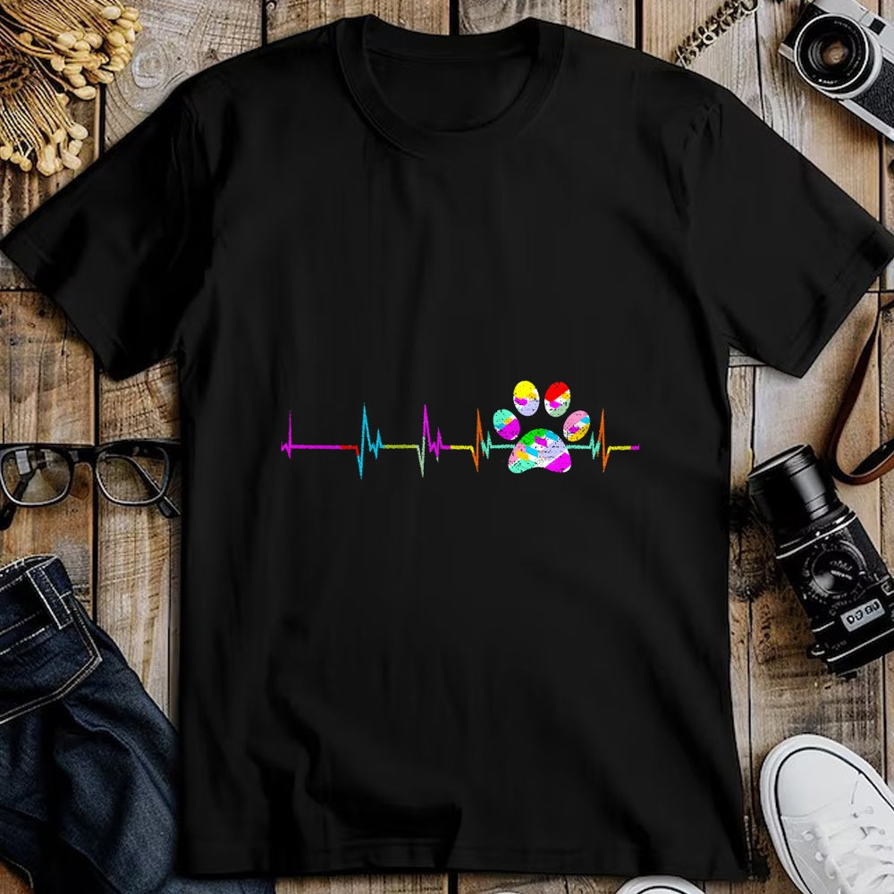 Dog Love Shirt, Dog Lover Gift T-Shirt/Hoodie/Sweatshirt HLT00 - Dog Paw Heart - Dog Paw Print Heartbeat Shirt Women Girls Mom Love Dogs T-Shirt