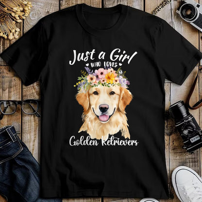 Dog Love Shirt, Dog Lover Gift T-Shirt/Hoodie/Sweatshirt HLT00 - Just a Girl Who Loves Golden Retrievers Girls Who Love Dogs T-Shirt