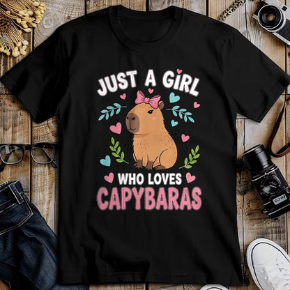 Cute Capybara Shirt, Funny Capybara Unisex T-Shirt/Hoodie/Sweatshirt HLT00 - Just a Girl who Loves Capybaras T-Shirt (3)