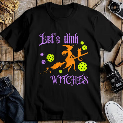 Funny Pickleball Shirt, Pickleball Lover Unisex T-Shirt/Hoodie/Sweatshirt HLT00 - Womens Halloween Pickleball Let's Dink Witches V-Neck T-Shirt