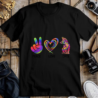 Cat Love Shirt, Funny Cat Lover Gift UnisexT-Shirt/Hoodie/Sweatshirt HLT00 - Peace Love Cats Funny Kitty Cat Lover T-Shirt (1)