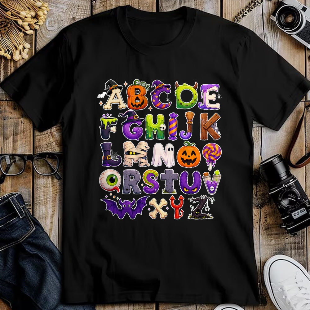 Best Teacher Shirt, Funny Teacher UnisexT-Shirt/Hoodie/Sweatshirt HLT00 - ABCs Learning Kindergarten Teacher Funny Halloween Alphabet T-Shirt