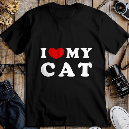 Cat Love Shirt, Funny Cat Lover Gift UnisexT-Shirt/Hoodie/Sweatshirt HLT00 - I Love My Cat, I Heart My Cat T-Shirt, Men, Pink Heather, X-Large