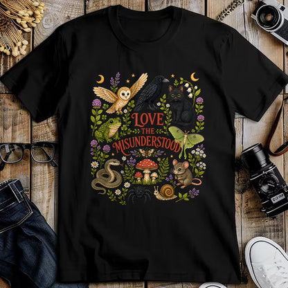 Cat Love Shirt, Funny Cat Lover Gift UnisexT-Shirt/Hoodie/Sweatshirt HLT00 - Love The Misunderstood Bat Raven Cat Snake Spider Moth Frog T-Shirt (3)