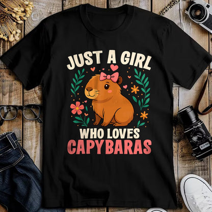 Cute Capybara Shirt, Funny Capybara Unisex T-Shirt/Hoodie/Sweatshirt HLT00 - Just a Girl Who Loves Capybaras Cute Rodent Animal T-Shirt