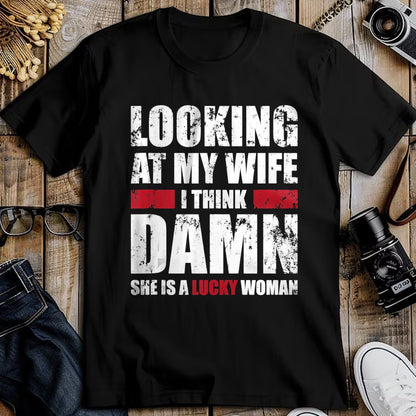 Best Wife Shirt, Wife and Husband Unisex T-Shirt/Hoodie/Sweatshirt HLT00 - Gift for wife T shirt, lucky wife   Mens My Wife - She Is A Lucky Woman - Funny Husband Tank Top